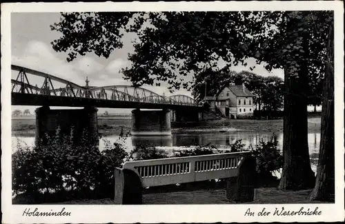 Ak Holzminden an der Weser, An der Weserbrücke