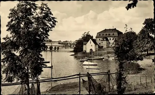 Ak Pirk Burgstein Weischlitz im Vogtland, Talsperre mit Jugendherberge Dobeneck