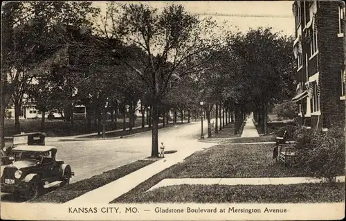 Ak Kansas City Missouri USA, Gladstone Boulevard at Mersington Avenue