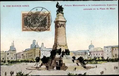 Ak Buenos Aires Argentinien, Futuro Monumento a la Indipendencia Argentina, Plaza de Mayo