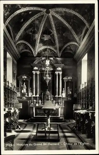 Ak St Bernard Sankt Bernhard Wallis, Hospice, Choeur de l'Eglise