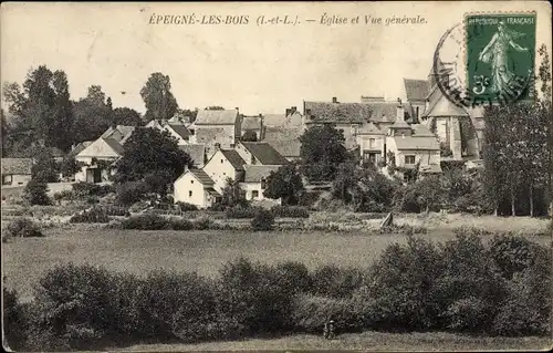 Ak Epeigne les Bois Indre et Loire, Gesamtansicht mit Kirche