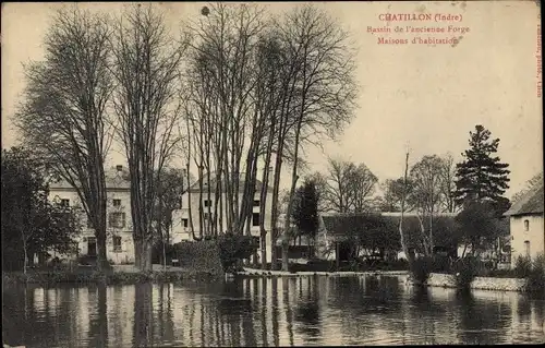 Ak Chatillon sur Indre, Bassin de l'ancienne Forge Maisons d'habitation