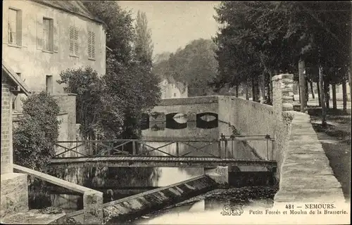 Ak Nemours Seine-et-Marne, Petits Fosses et Moulin de la Brasserie