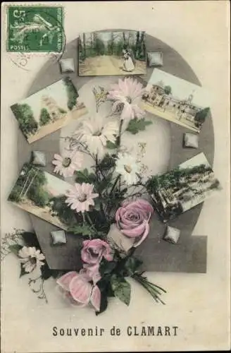 Ak Clamart Hauts de Seine, Souvenir, Rosen, Blumenstrauß