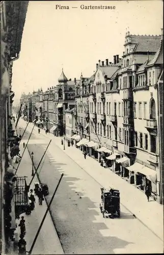 Ak Pirna an der Elbe, Gartenstraße, Geschäfte