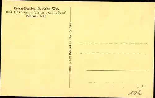 Ak Schönau im Odenwald, Privatpension D. Kuhn Ww., ehem. Gasthaus Zum Löwen