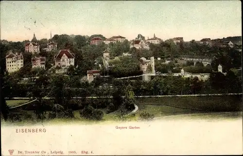 Ak Eisenberg in Thüringen, Geyers Garten, Blick auf den Ort