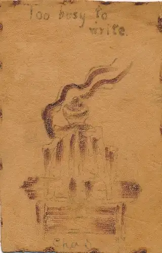 Leder Handgemalt Künstler Ak Too busy to write