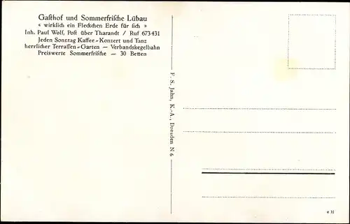 Ak Lübau Rabenau Erzgebirge, Gasthof und Sommerfrische
