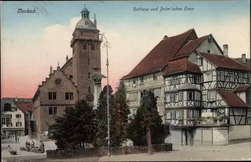 Ak Mosbach in Baden, Rathaus, Palmsches Haus