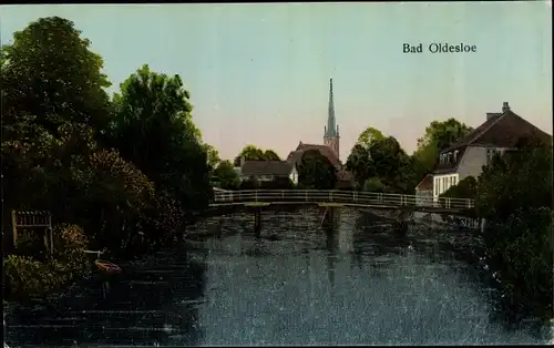 Ak Bad Oldesloe in Schleswig Holstein, Blick auf den Ort, Brücke