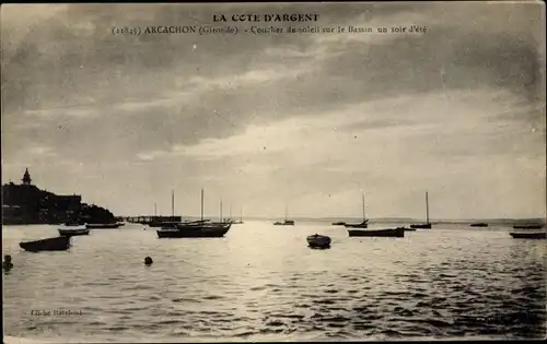 Ak Arcachon Gironde, Coucher de soleil sur le Bassin un soir d'ete