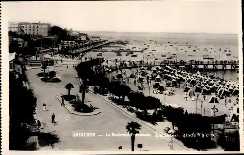 Ak Arcachon Gironde, Le Boulevard Promenade, Place Thiers