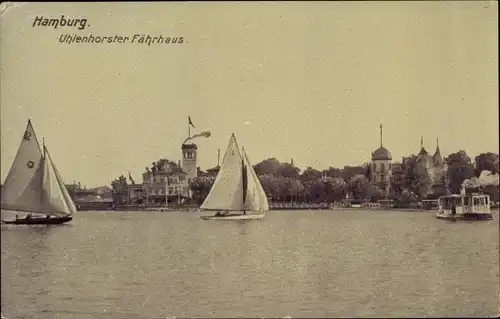 Ak Hamburg Nord Uhlenhorst, Uhlenhorster Fährhaus, Segelboot