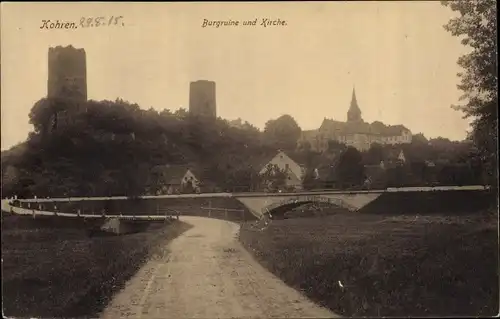 Ak Kohren Sahlis Frohburg Sachsen, Burgruine, Kirche