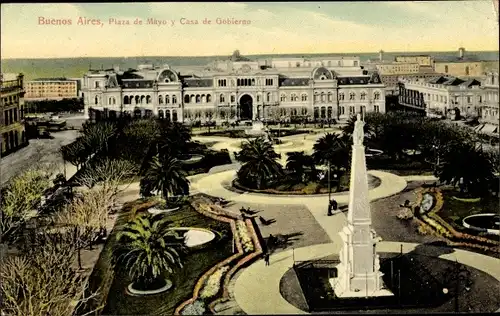 Ak Buenos Aires Argentinien, Plaza de Mayo y Casa de Gobierno