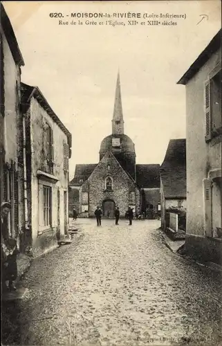 Ak Moisdon la Riviere Loire Atlantique, Rue de la Gree et l'Eglise