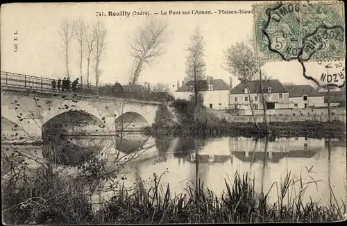 Ak Reuilly Indre, Le pont sur l'Arnon