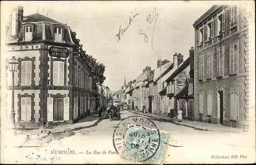 Ak Nemours Seine-et-Marne, La Rue de Paris