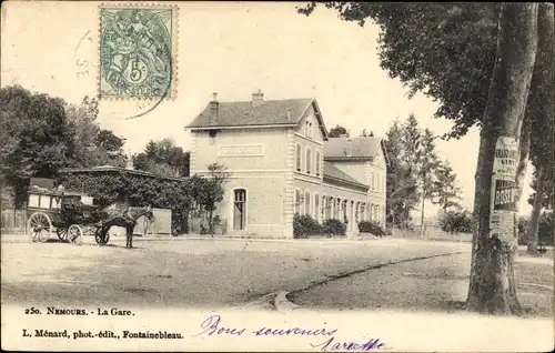 Ak Nemours Seine-et-Marne, La Gare