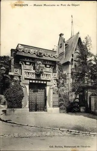 Ak Meudon Hauts de Seine, Maison Mexicaine au Pont de Depart