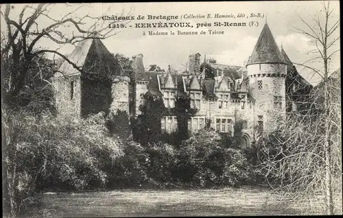 Ak Saint Renan Finistère, Château Kervéatoux à Madame la Baronne de Taisne