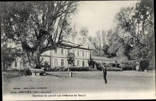 Ak Arveyres Gironde, Chateau du Lau et les ormeaux de Sully