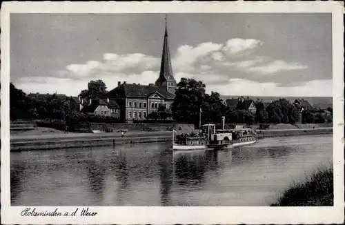 Ak Holzminden an der Weser, Salondampfer, Kirche