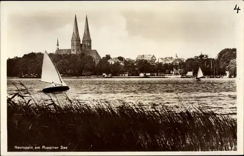 Ak Neuruppin in Brandenburg, Ruppiner See, Segelboot