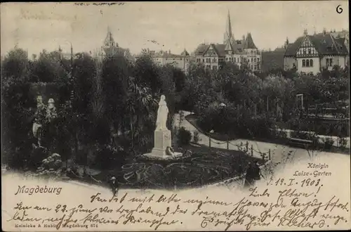 Ak Magdeburg in Sachsen Anhalt, Königin Luise Garten