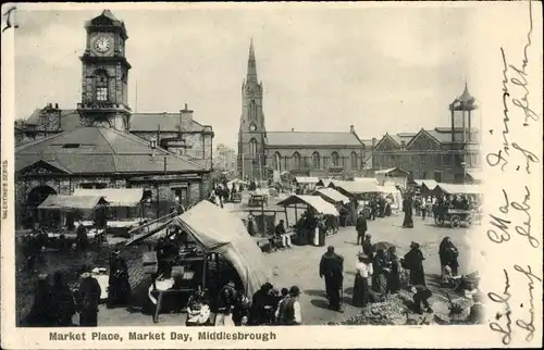 Ak Middlesbrough North East England, Marketplace, Market day