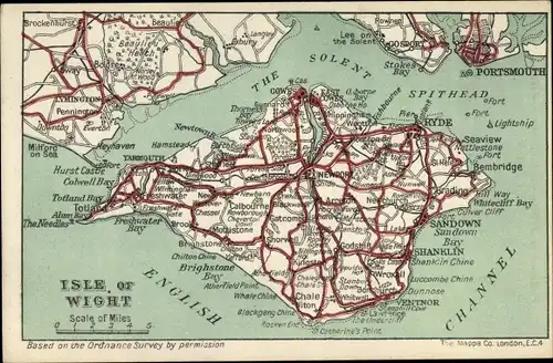 Landkarten Ak Isle of Wight South East England, Totland, Sandown, Ryde, Yarmouth