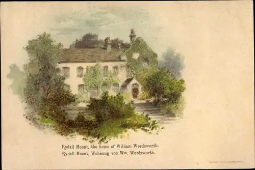 Künstler Litho Rydal North West England, Rydall Mount, The Home of Wiliam Wordworth