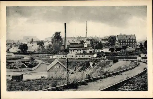 Ak Selb Fichtelgebirge Oberfranken, Blick auf den Ort, Bahnschienen