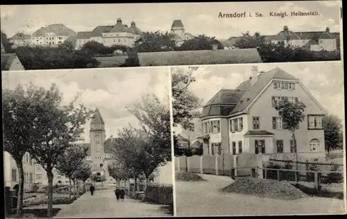 Ak Arnsdorf Sachsen, Königliche Heilanstalt, Häuser