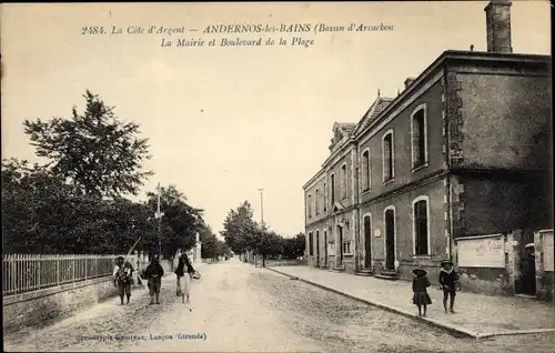 Ak Andernos les Bains Gironde, La Mairie et Boulevard de la Plage