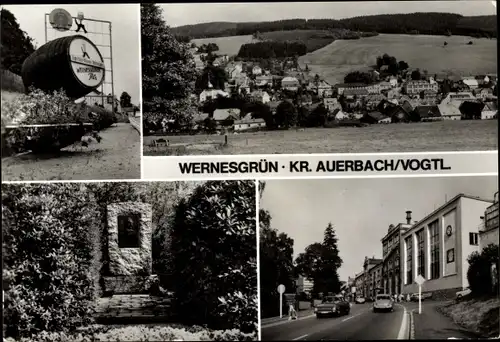 Ak Wernesgrün Steinberg Sachsen, Total, Strassenansicht, Fass, Denkmal