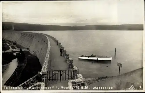 Foto Ak Muldenberg Grünbach im Vogtland, Talsperre Muldenberg, Sperrmauer