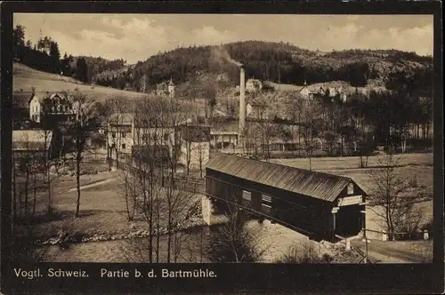 Ak Barthmühle Pöhl im Vogtland, Blick auf den Ort