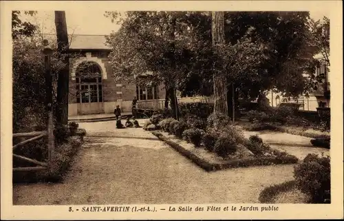 Ak Saint-Avertin Indre et Loire, La Salle des Fetes et le Jardin public