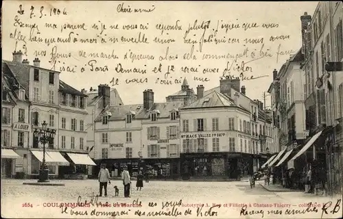 Ak Coulommiers Seine et Marne, Place du Marche