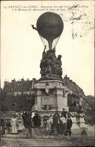 Ak Neuilly sur Seine Hauts de Seine, Monument de l'aero club de France e la porte des Ternes