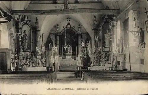 Ak Villers sur le Roule Eure, Interieur de l'Eglise