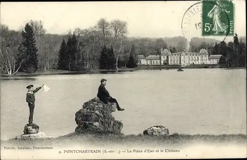 Ak Jouars-Pontchartrain Yvelines, La Piece d'Eau et le Chateau