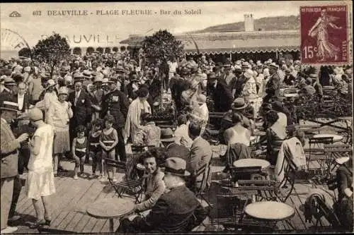 Ak Deauville Calvados, La Plage Fleurie, Bar du Soleil