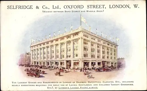 Ak London City England, Selfridge, Einkaufszentrum, Oxford Street