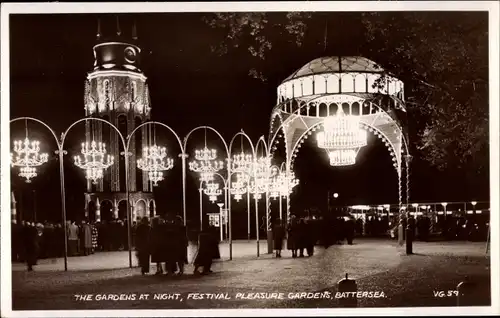Ak London City England, The Gardens at night, Festival Pleasure Gardens, Battersea