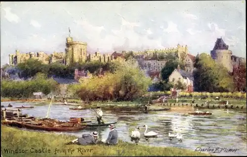 Künstler Ak Charles, F., London City England, Windsor Castle from the River