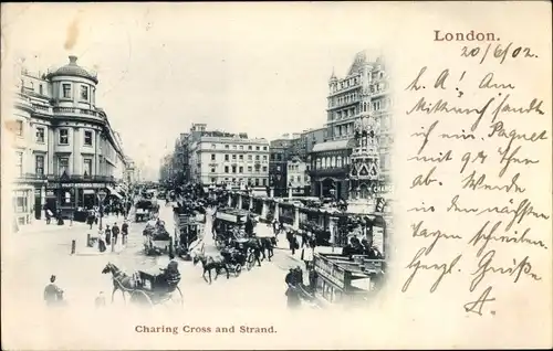 Ak London City England, Charing Cross and Strand